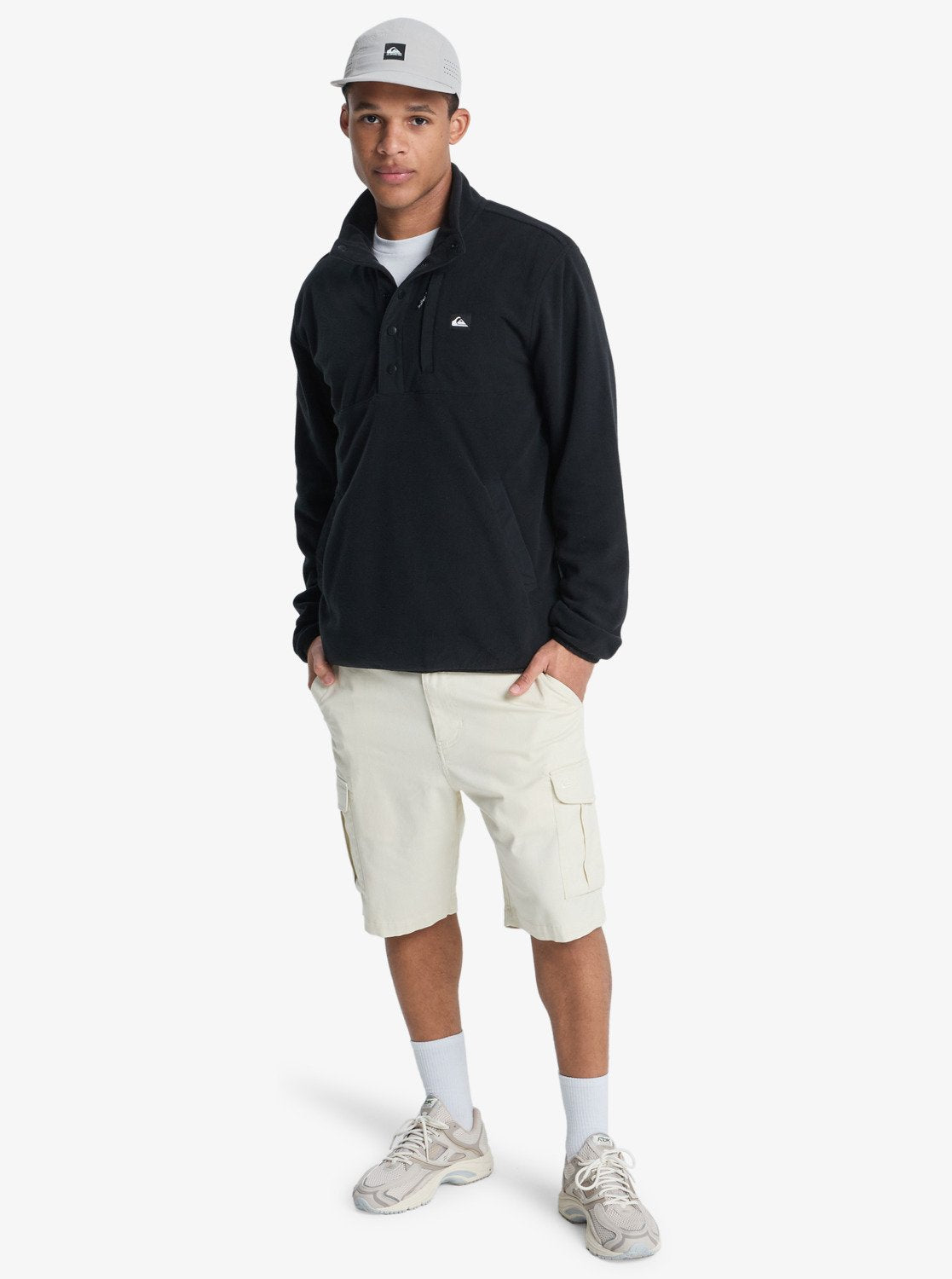 No Destination Half Snap Fleece Top in Black