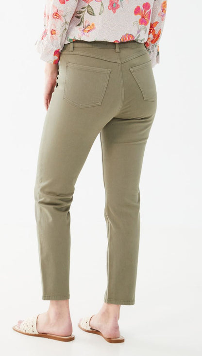 Euro Twill Olivia Pencil Ankle Jeans in Fern