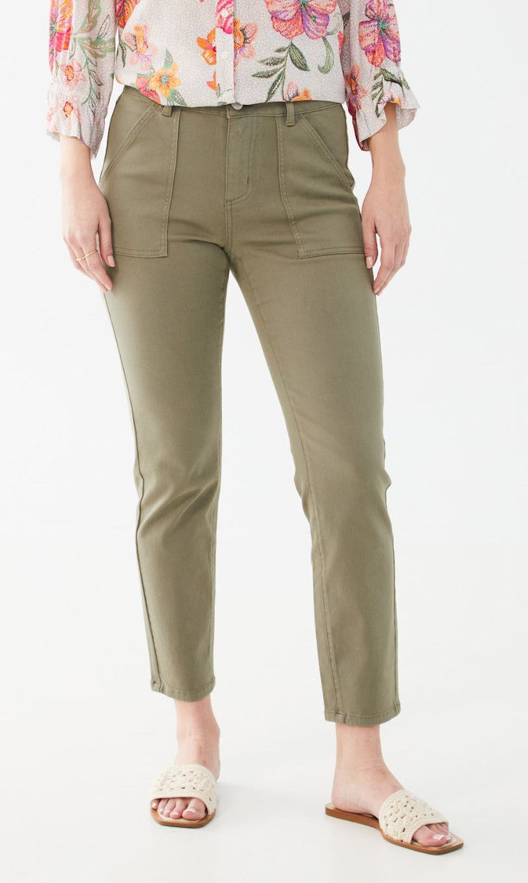 Euro Twill Olivia Pencil Ankle Jeans in Fern