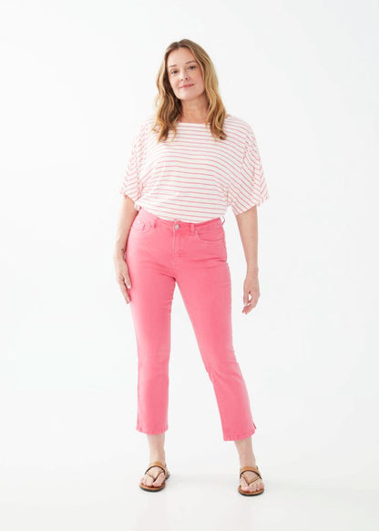 Olivia Euro Twill Boot Crop Jeans in Flamingo Pink