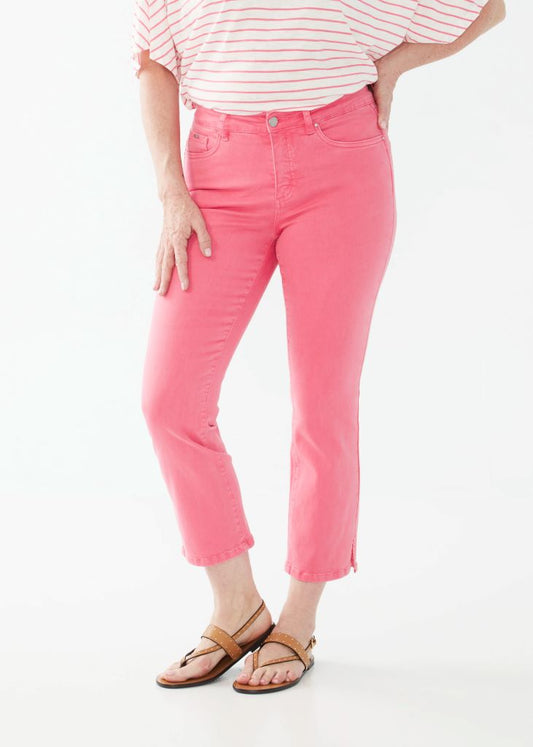 Olivia Euro Twill Boot Crop Jeans in Flamingo Pink