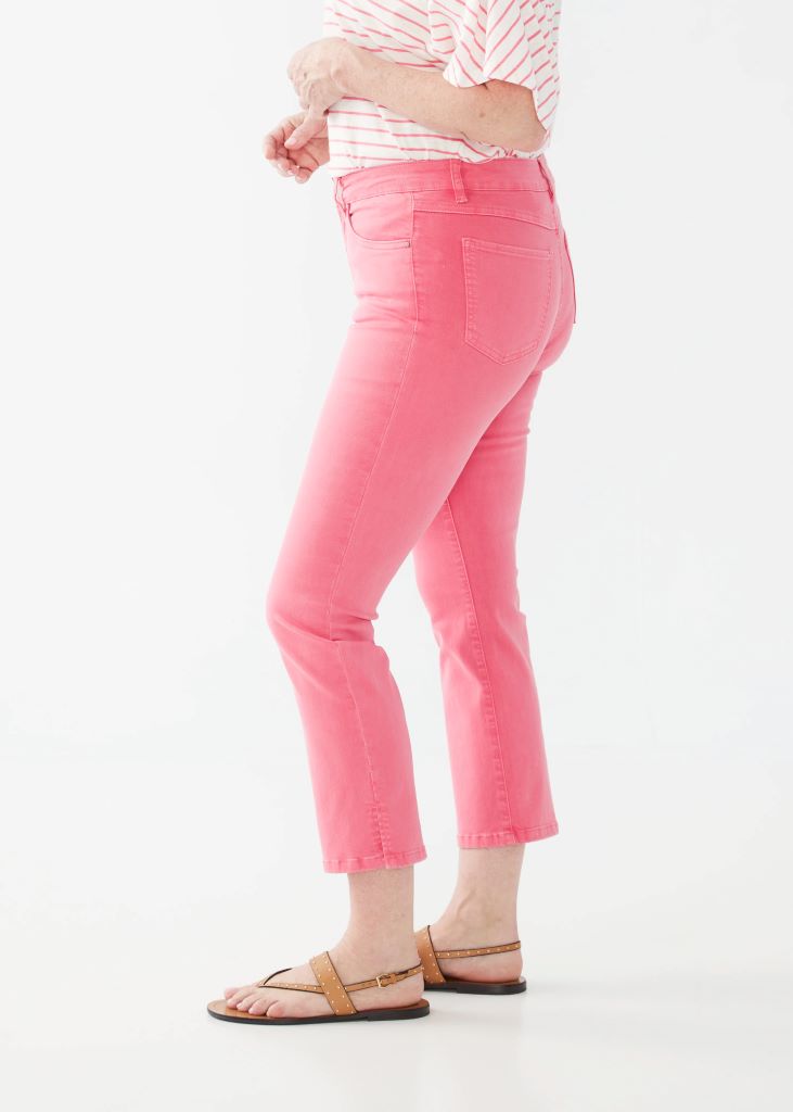 Olivia Euro Twill Boot Crop Jeans in Flamingo Pink