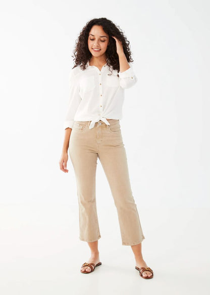 Olivia Euro Twill Boot Crop Jeans in Sand Dollar