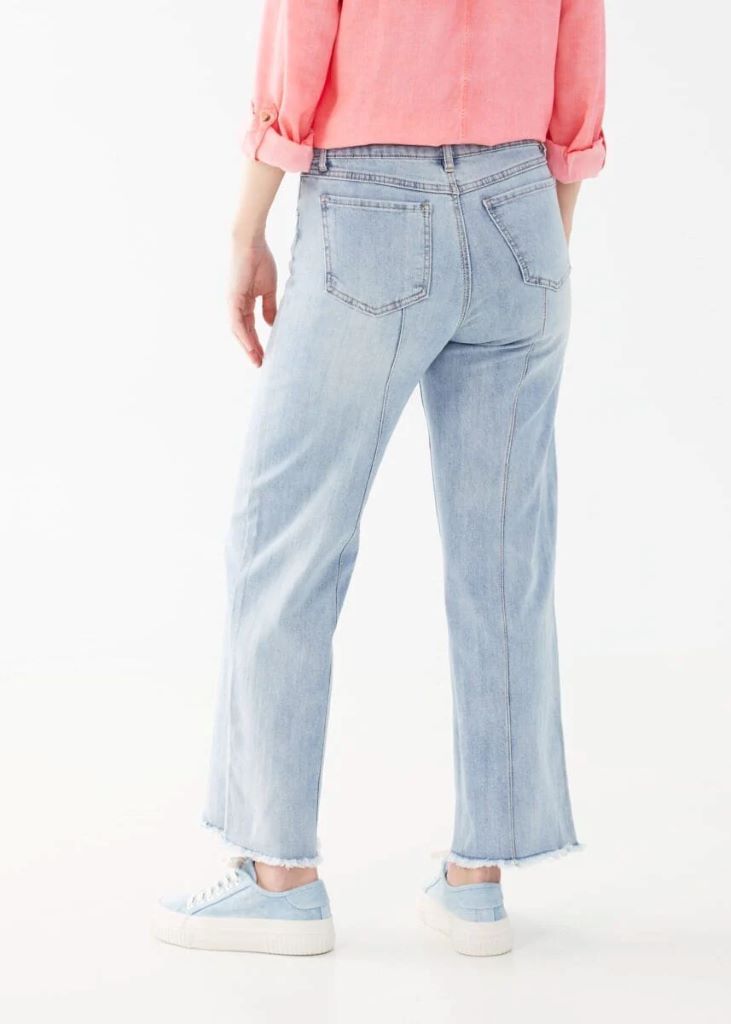 Olivia Pintuck Wide Ankle Frayed Hem Jeans