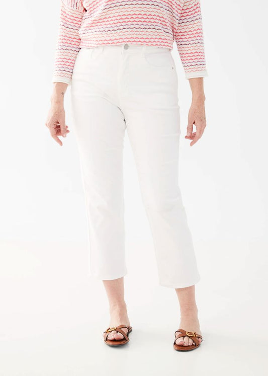 Peggy Euro Twill Straight Crop Jeans in White