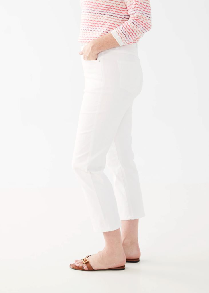 Peggy Euro Twill Straight Crop Jeans in White