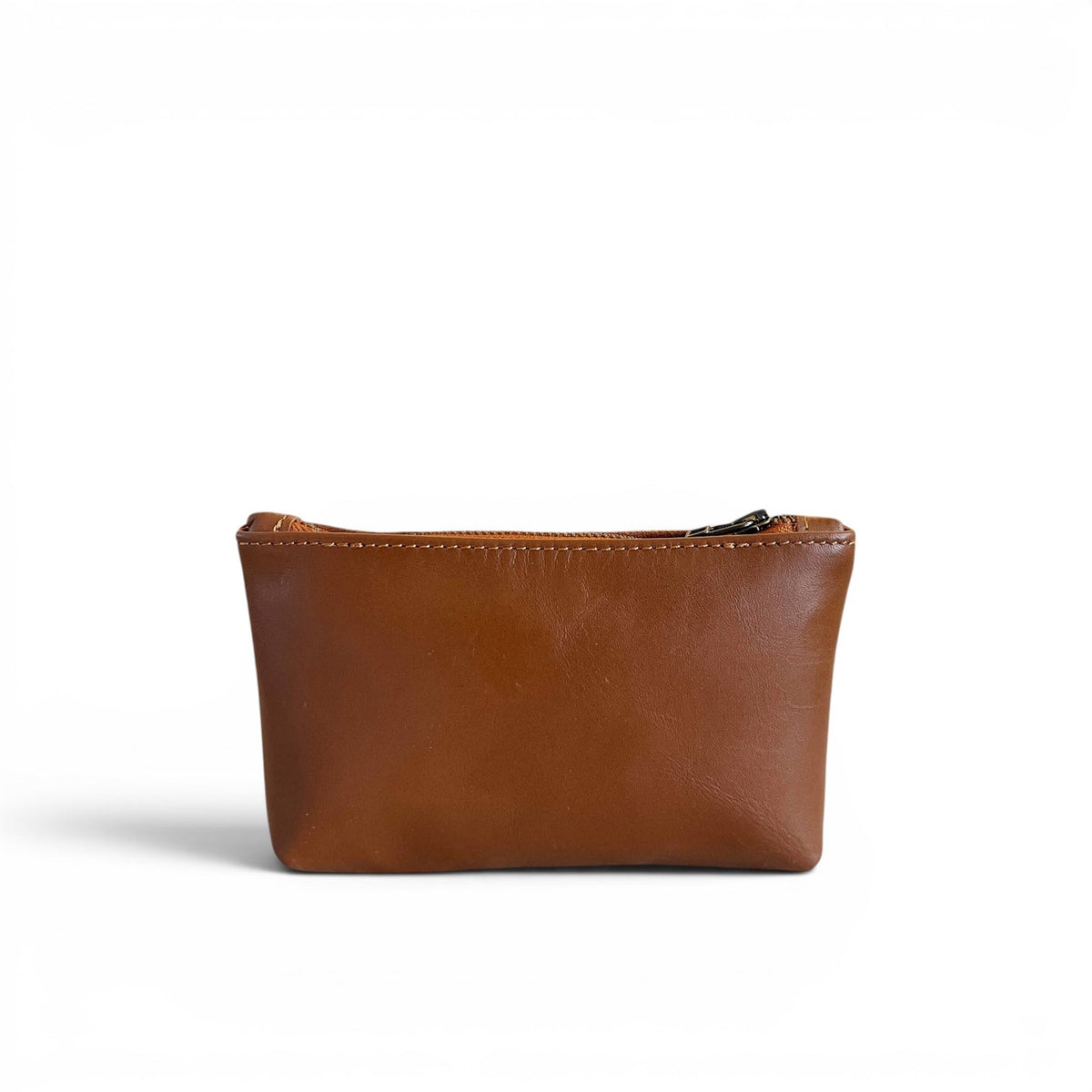 Norris Leather Zip Pouch in Cognac Suede & Cider Tan
