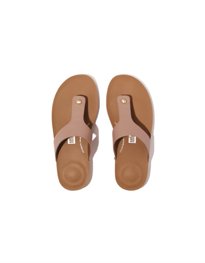 iQushion Leather Sandals in Beige Buff