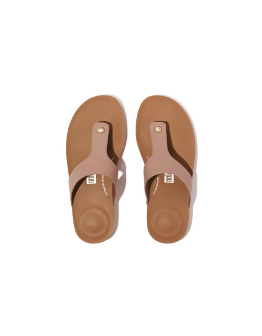 iQushion Leather Sandals in Beige Buff