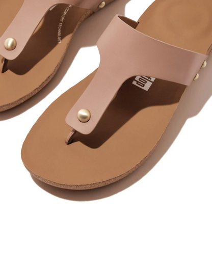 iQushion Leather Sandals in Beige Buff