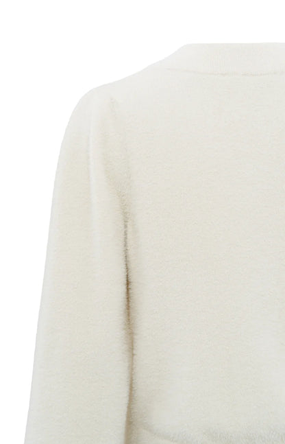 Fuzzy LS Cardigan in Chalk White