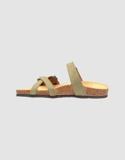 Isabella Nubuck Sandal in Olive