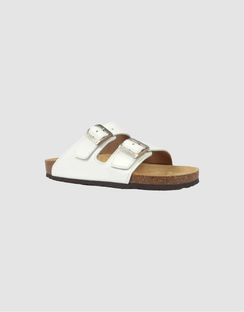 Sophie Nubuck Sandal in Gristle White