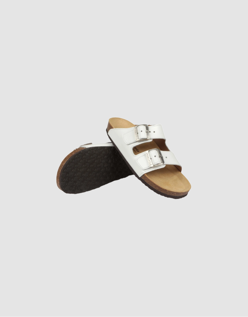 Sophie Nubuck Sandal in Gristle White