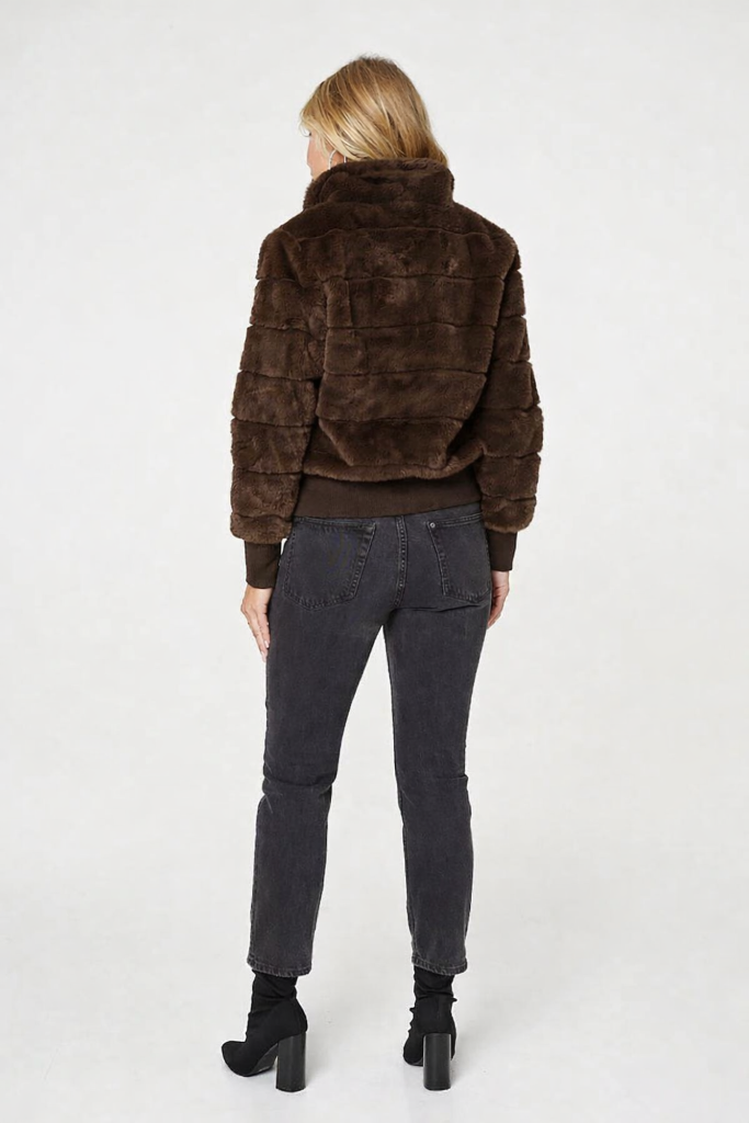 Short Teddy Jacket in Chocolate