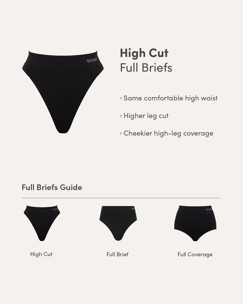High Cut Full Briefs in Black