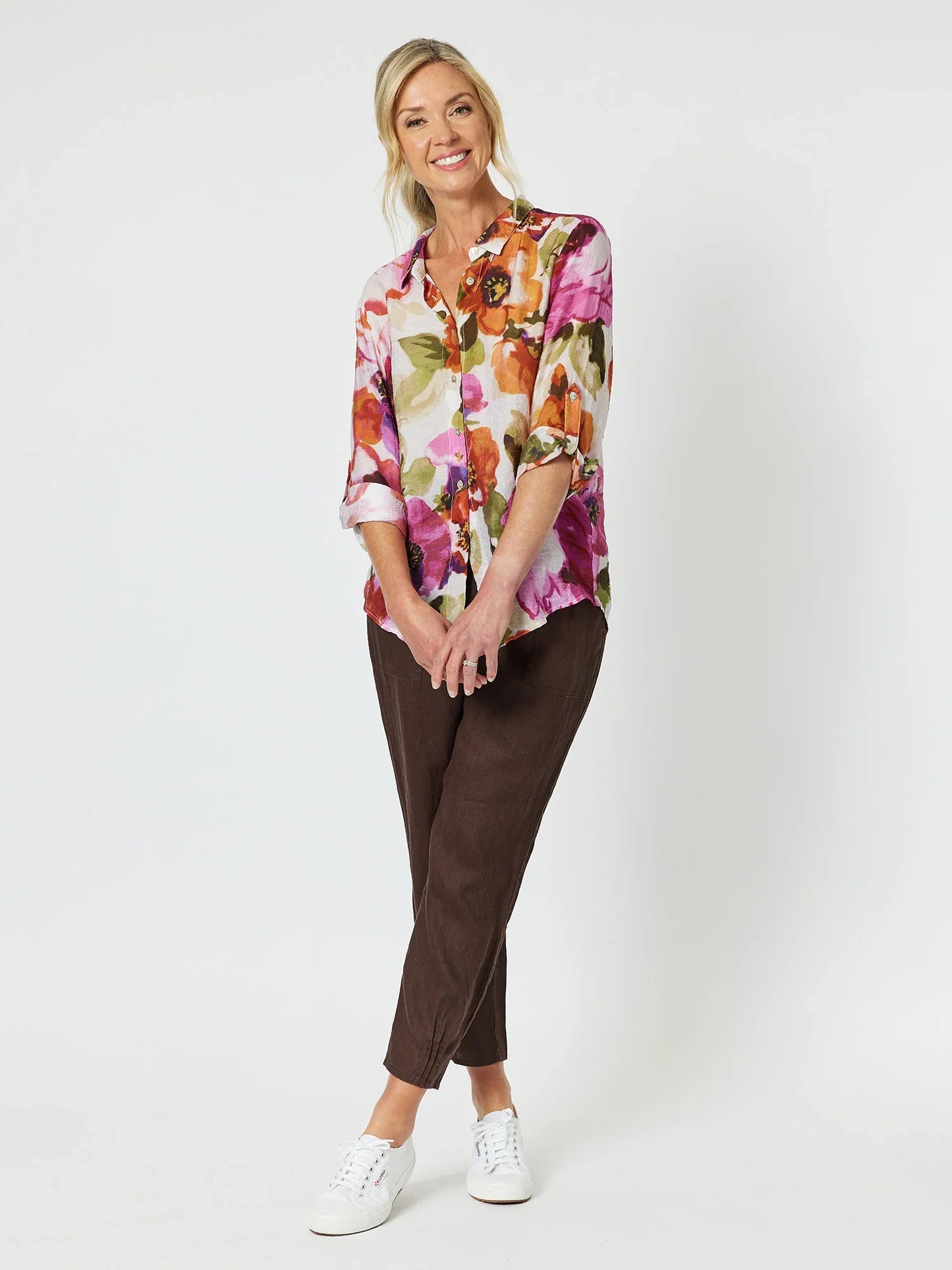 Maui Floral Shirt in Berry