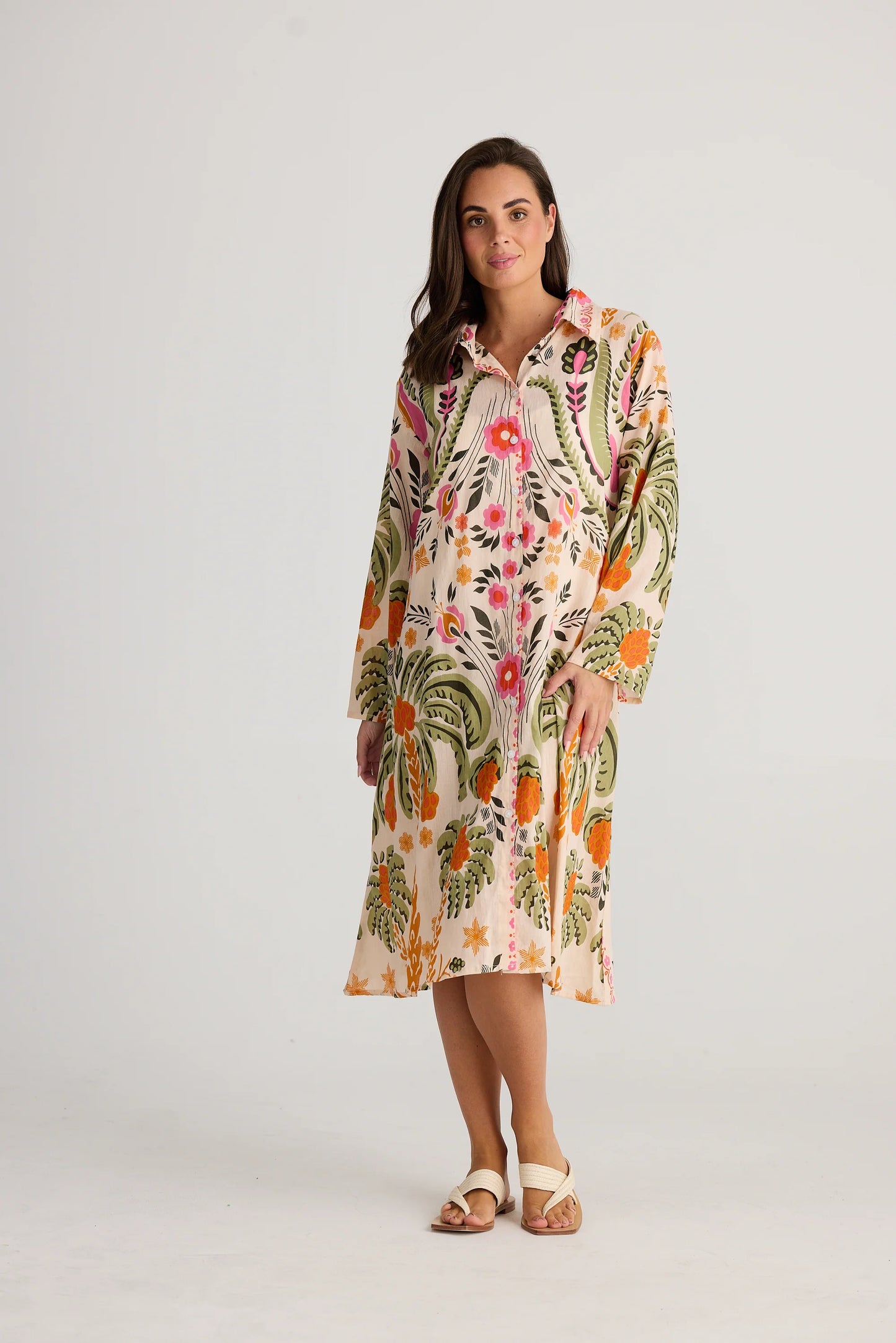 Stella Shirt Dress in Palm