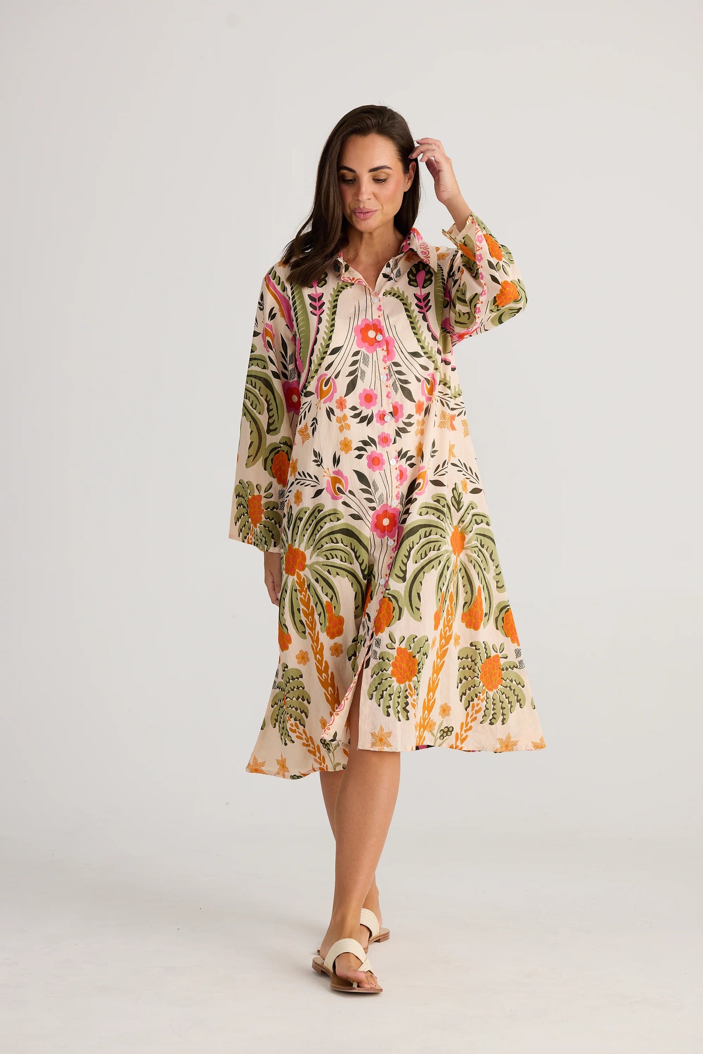 Stella Shirt Dress in Palm