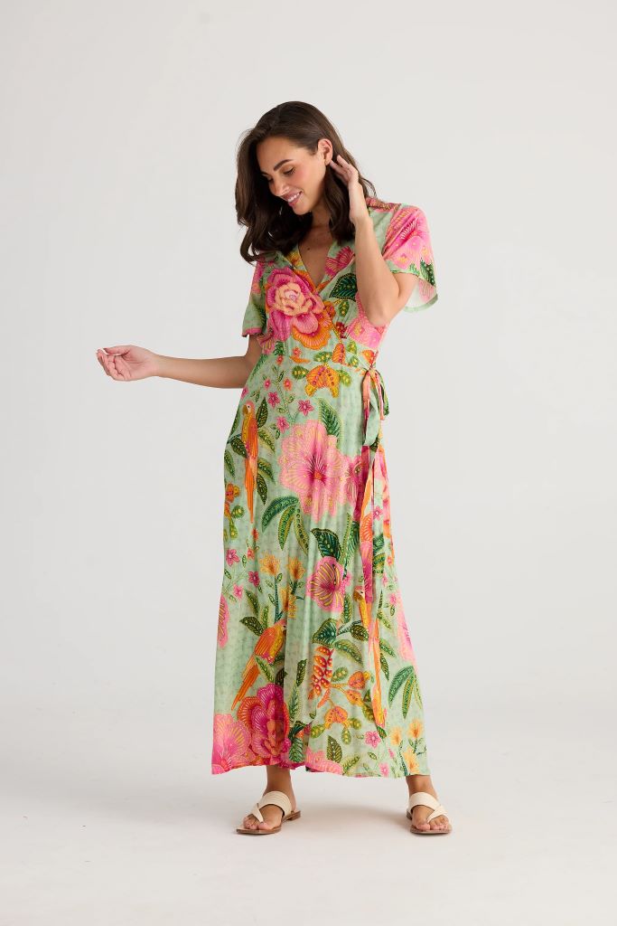 Tropics Wrap Dress in Pasito