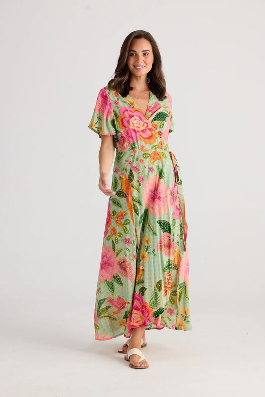 Tropics Wrap Dress in Pasito