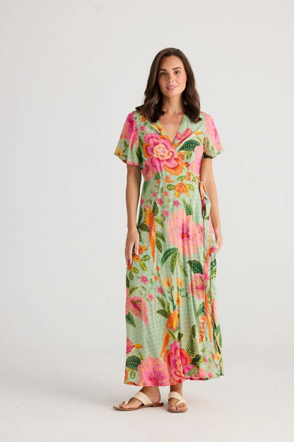 Tropics Wrap Dress in Pasito