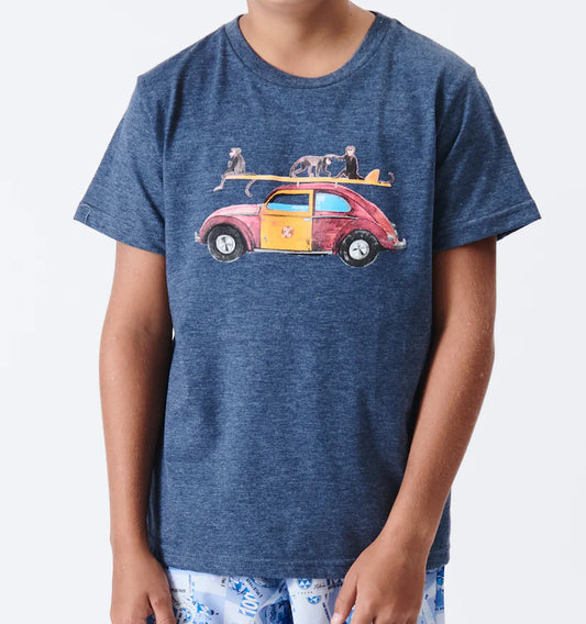 Boys Monkey Bug Tee Pewter Melange