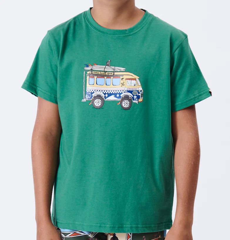 Boys On The Bus Tee in Deep Sea Green