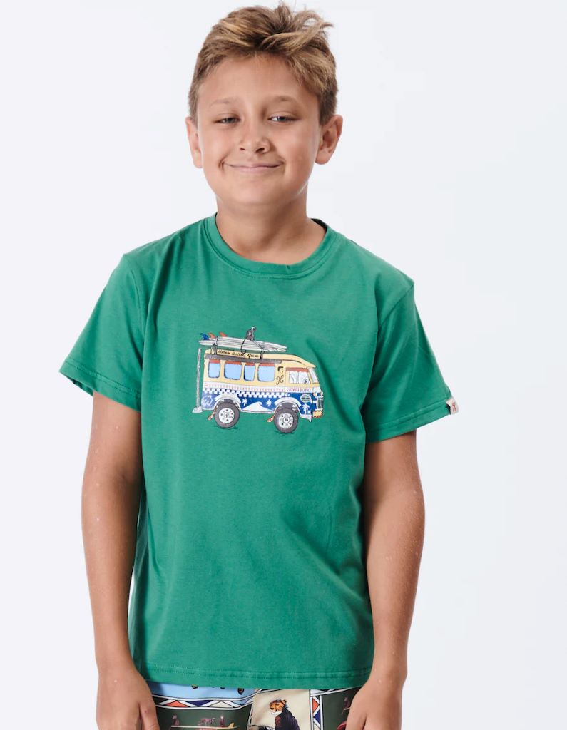 Boys On The Bus Tee in Deep Sea Green