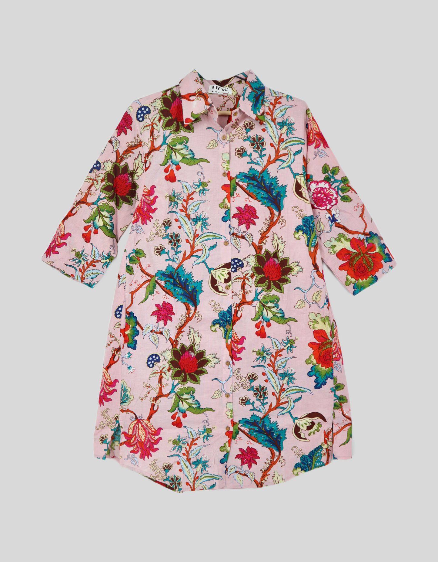 Shirt Dress in Pale Pink Floral