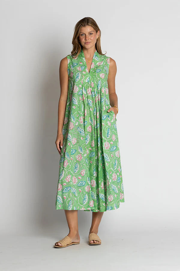 Wyoming Printed Midi Dress in Green