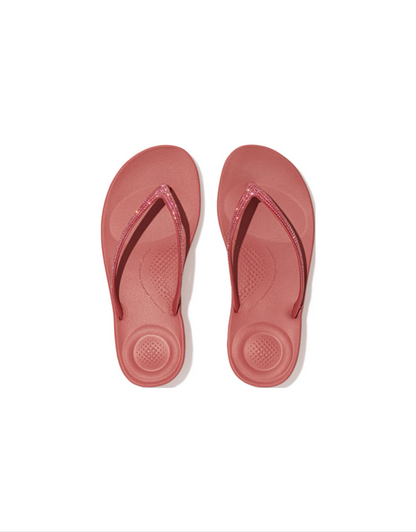 iQushion Sparkle Flip Flops in Dusky Red