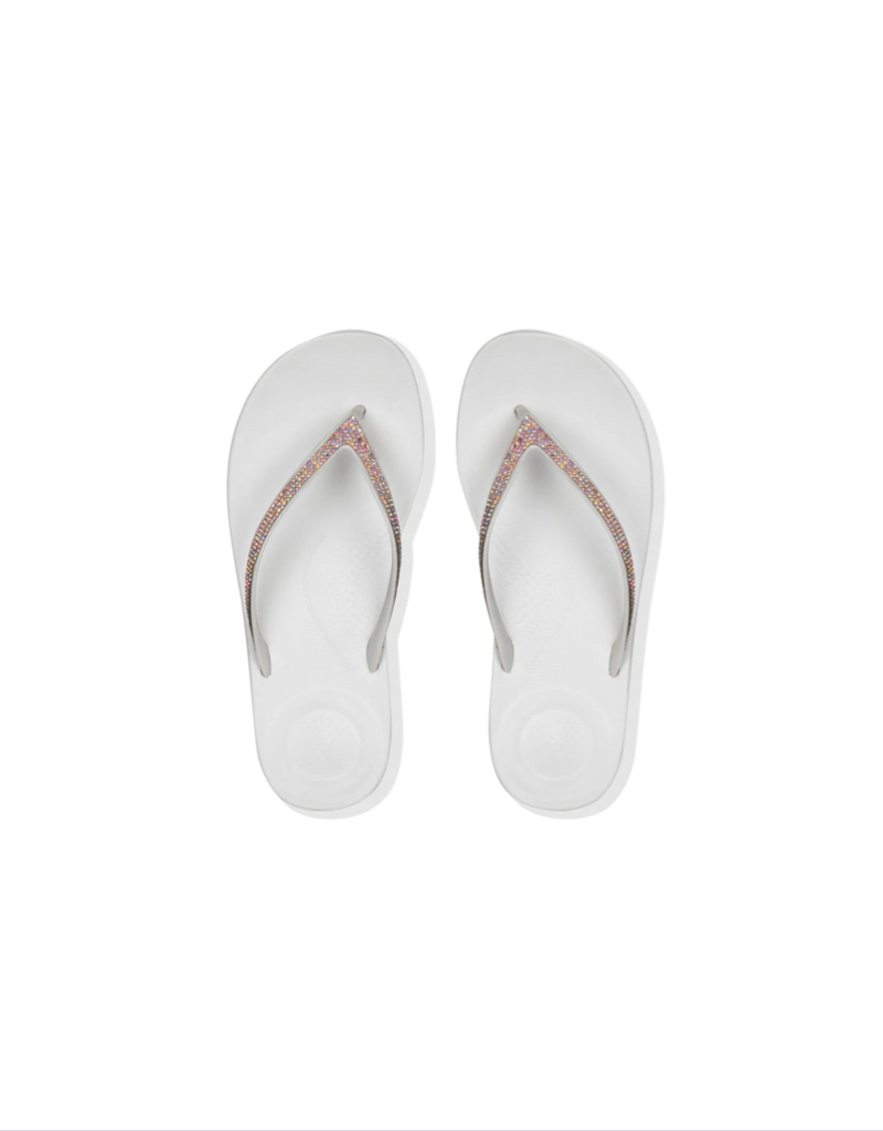 iQushion Sparkle Flip Flops in Urban White