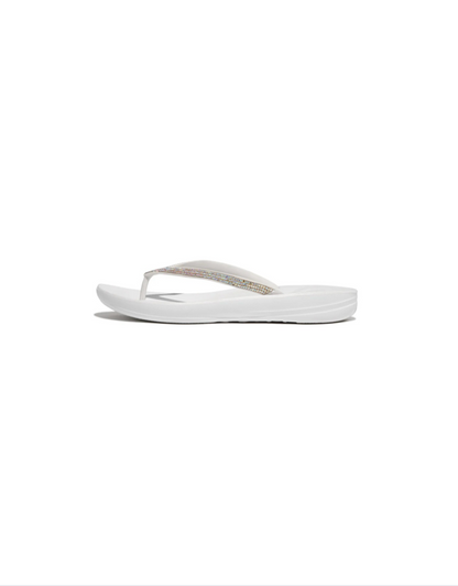 iQushion Sparkle Flip Flops in Urban White