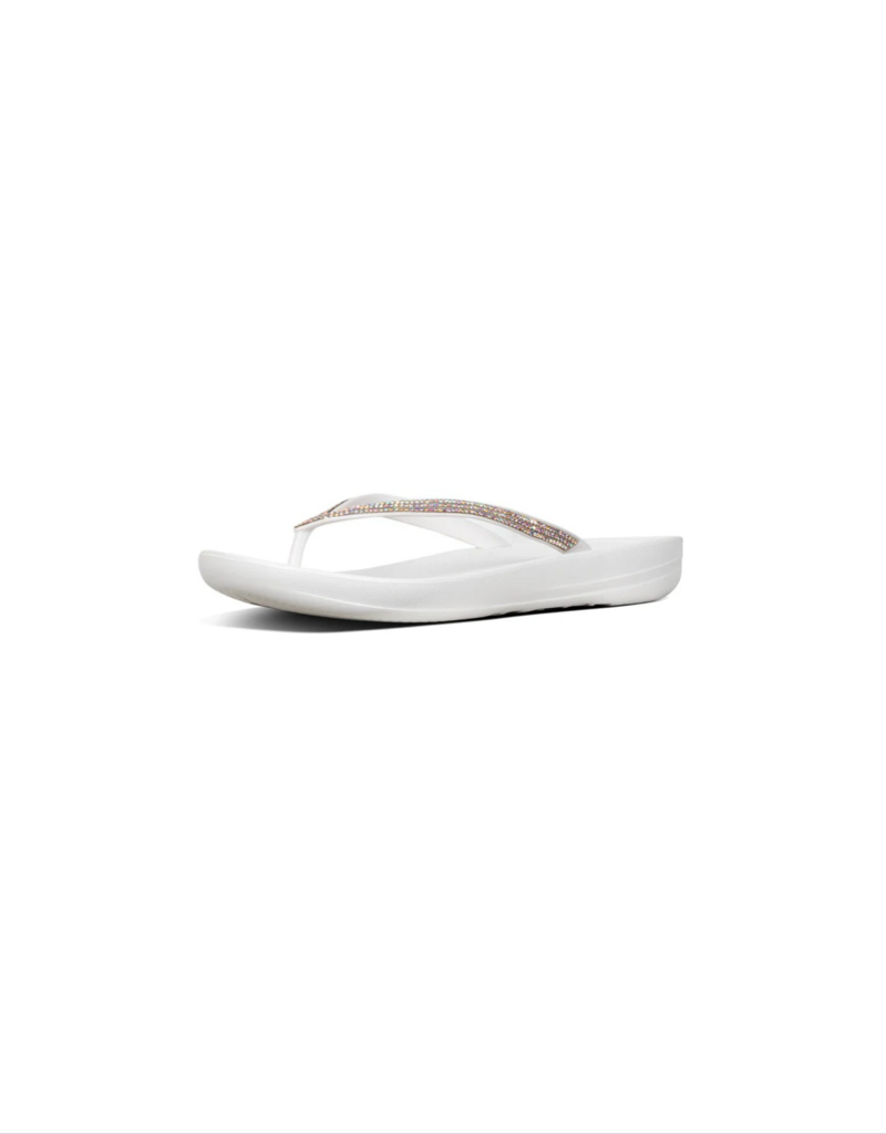 iQushion Sparkle Flip Flops in Urban White