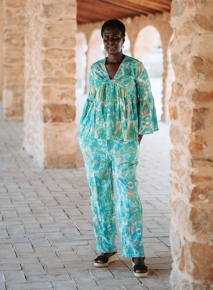 Beaded Bell Sleeve Blouse