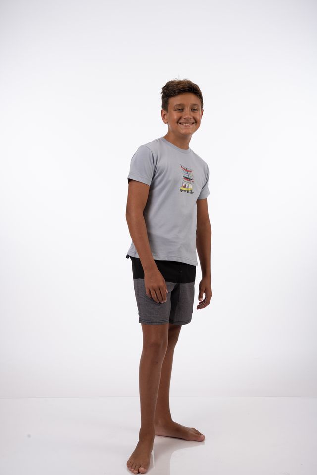 Kids Surfari SS Tee in Frost Grey
