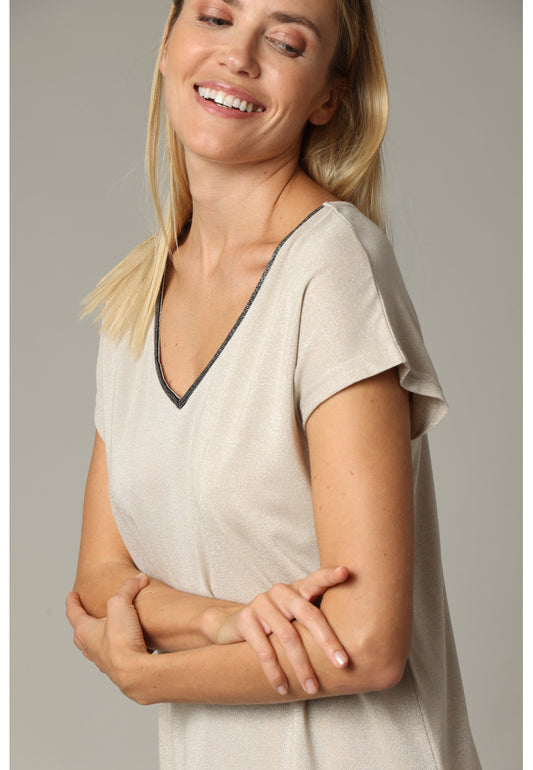 Jossy Iridescent Tee in Beige