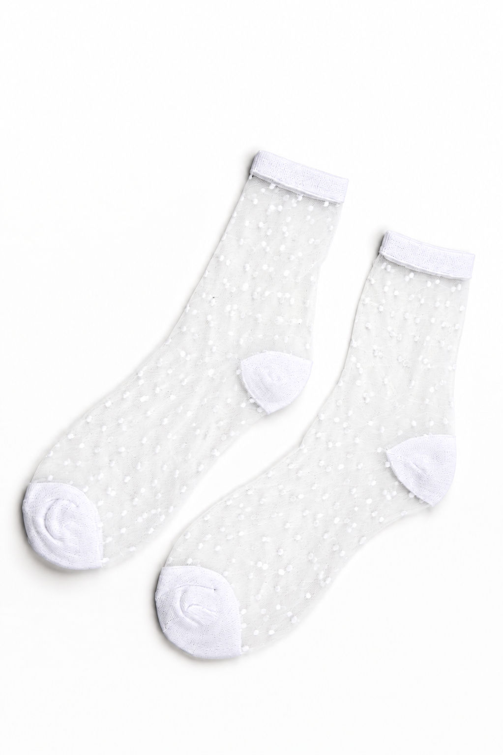 Petite Polka Dot Sheer Socks in White