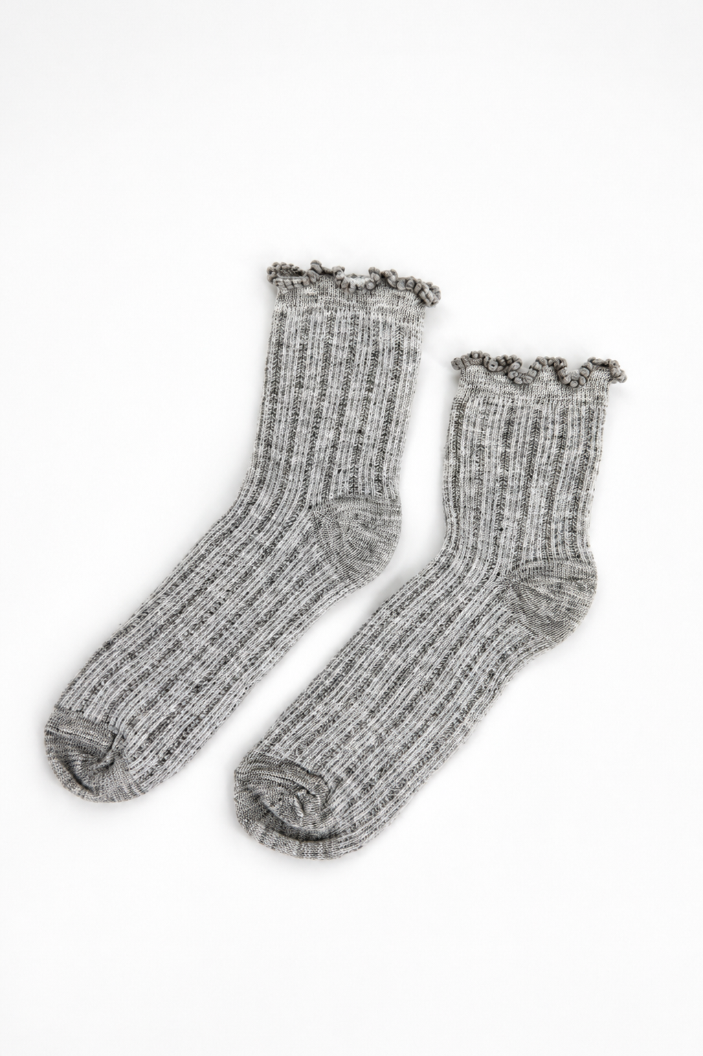 Ruffle Top Socks in Grey