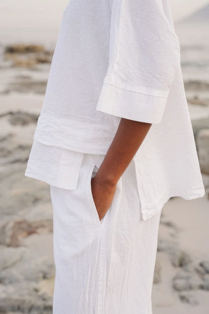 Bee Cotton Tiered Top in White