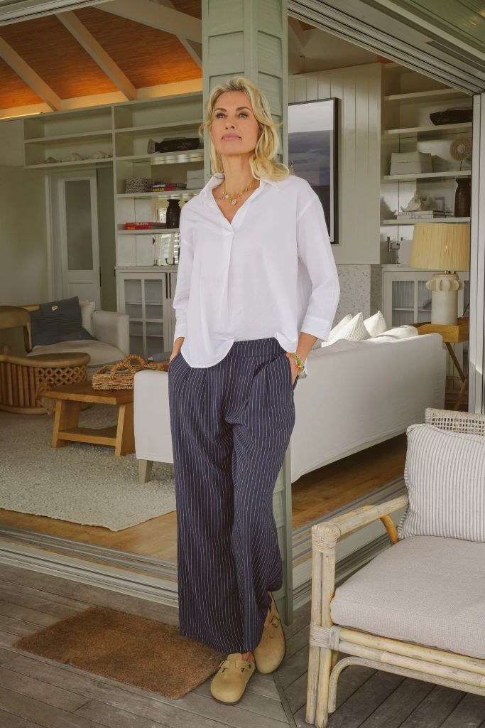 Kate Cotton 3/4 Sleeve Shirt in White