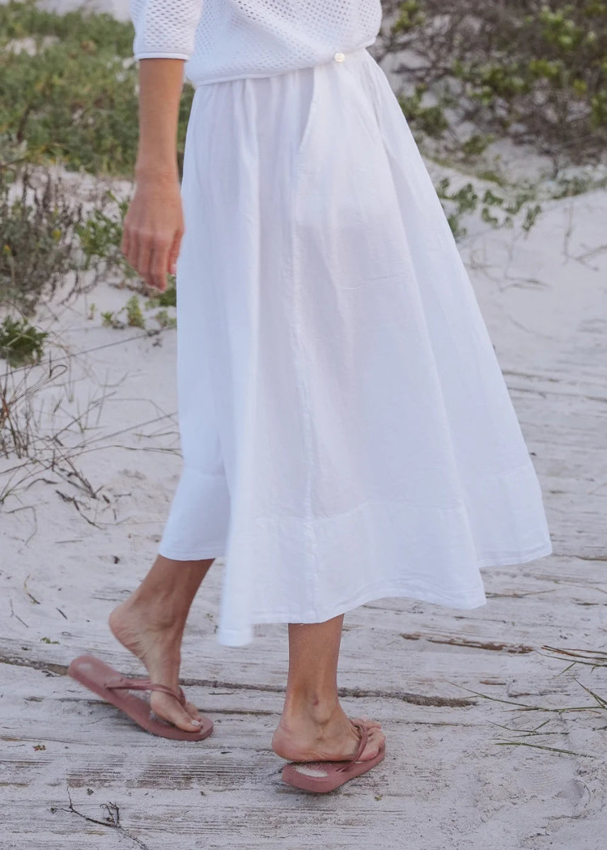 Lily Cotton Maxi Skirt in White