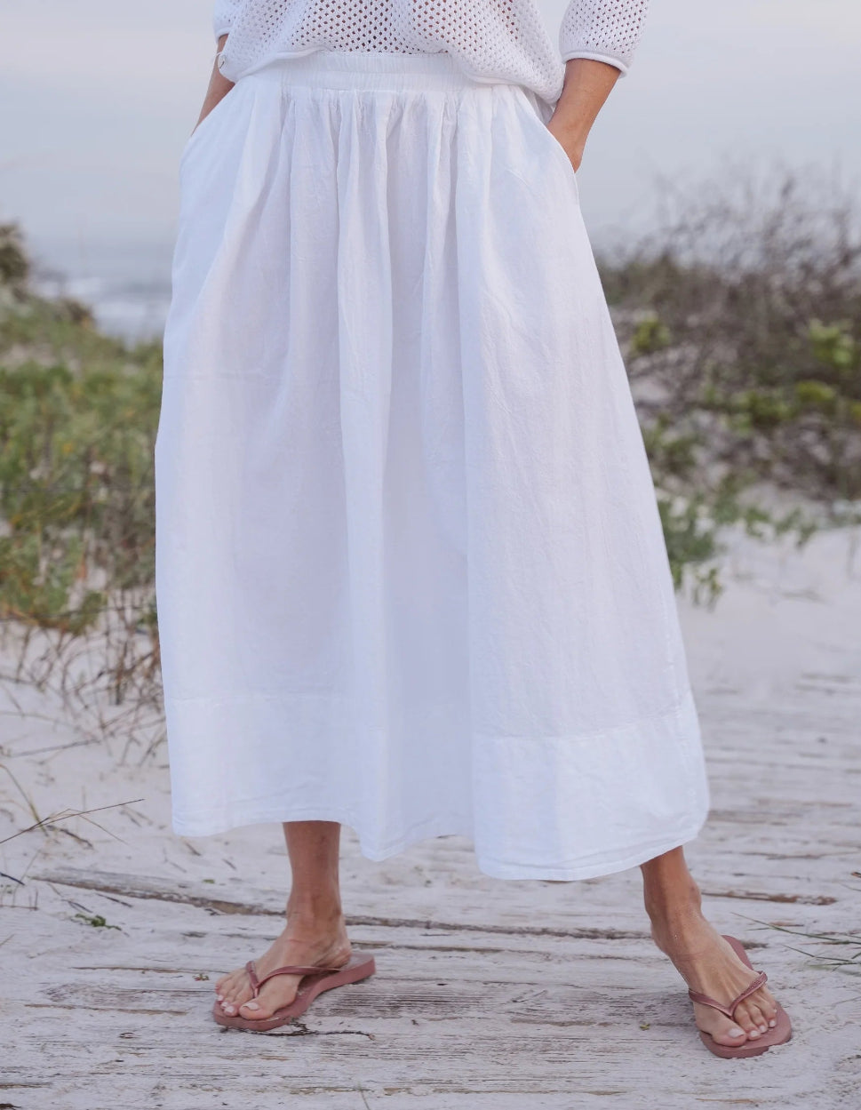 Lily Cotton Maxi Skirt in White