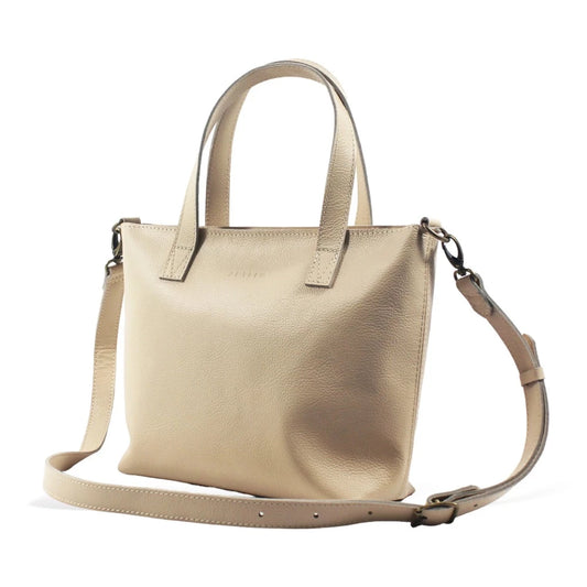 Katie Pebble Leather Midi Vanilla Frappe Tote Crossbody