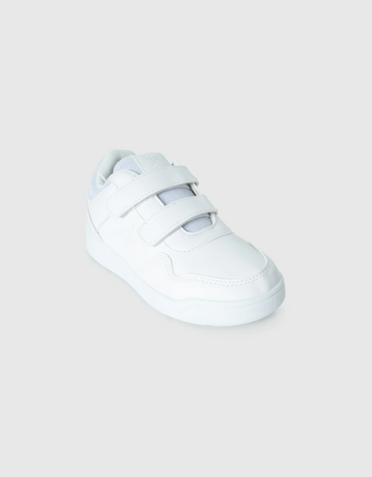 Samara Kids Velcro Sneaker in White Mono