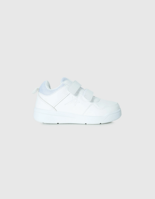 Samara Kids Velcro Sneaker in White Mono