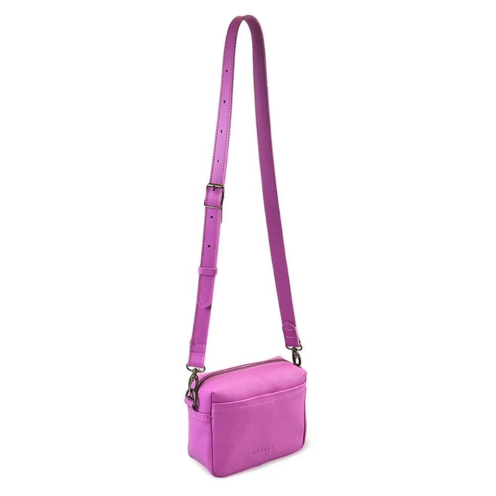 Lesedi Pebble Leather Purple Orchid Mini Box Bag
