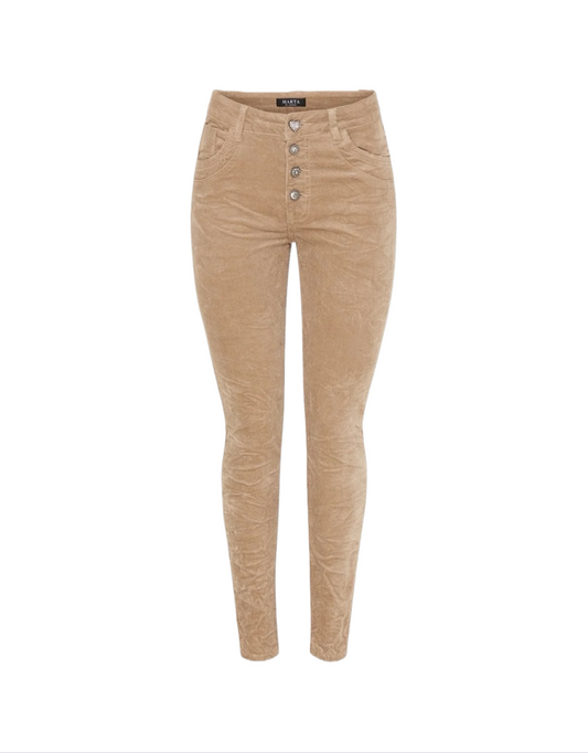 Lina Velvet Stretch Jeans in Beige