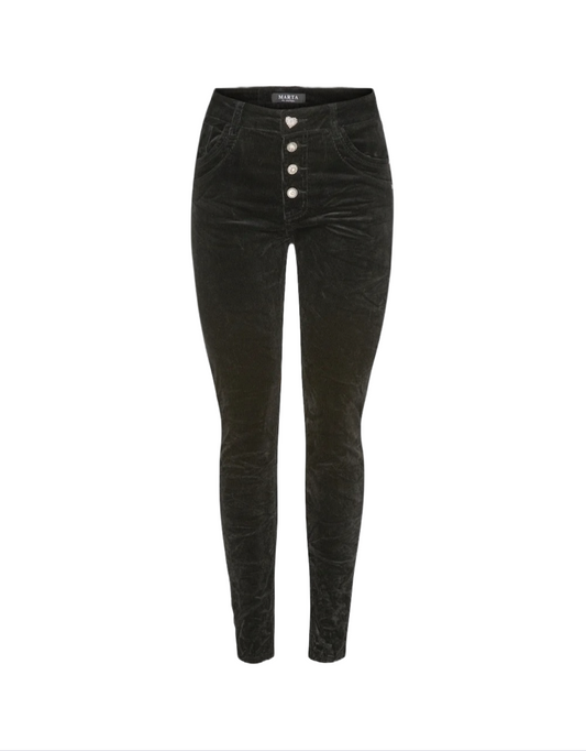 Lina Velvet Stretch Jeans in Black